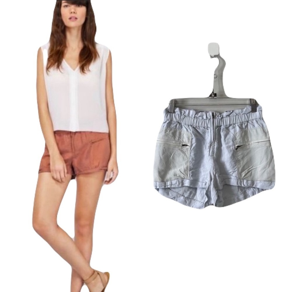Aritzia Wilfred Paradis Linen And Silk Pull On Shorts Light Blue